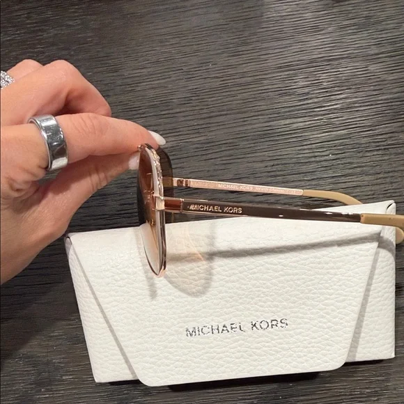 Michael Kors Gold-Tinted Aviator Sunglasses - Picture 3 of 5